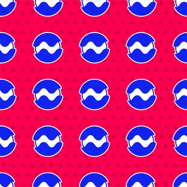 Mavi Gezegen simgesi kırmızı arkaplanda izole edilmiş. Vektör.