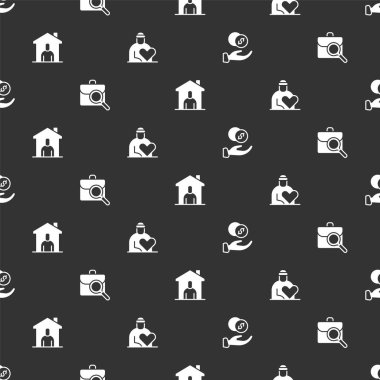 Bağış elini parayla ayarla. Evsizler için barınak ve gönüllüleri sorunsuz bir şekilde araştır. Vektör.