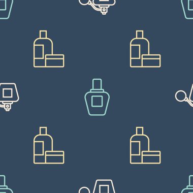 Parfüm, krem ya da losyon kozmetik tüpünü kusursuz desene ayarlayın. Vektör.