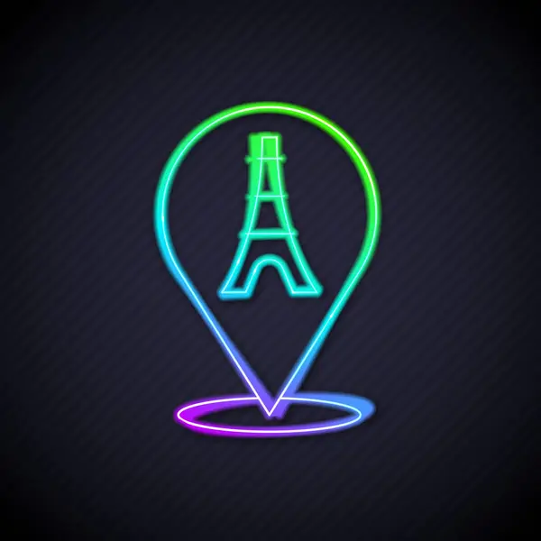 Ligne Lumineuse Néon Icône Tour Eiffel Isolée Sur Fond Noir — Image vectorielle