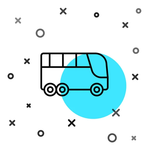 黒い線白い背景に孤立バスアイコン 輸送コンセプト バスツアー輸送 観光や公共車両のシンボル ランダムな動的形状 ベクトル — ストックベクタ