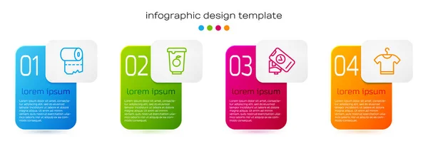 Set Lijn Toiletpapier Roll Yoghurt Container Pos Terminal Shirt Bedrijfsinfographic — Stockvector