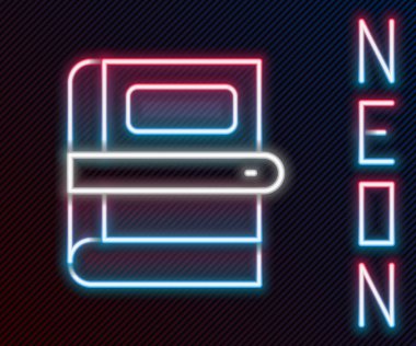 Parlayan neon çizgi Kitap simgesi siyah arkaplanda izole edildi. Renkli taslak konsepti. Vektör.