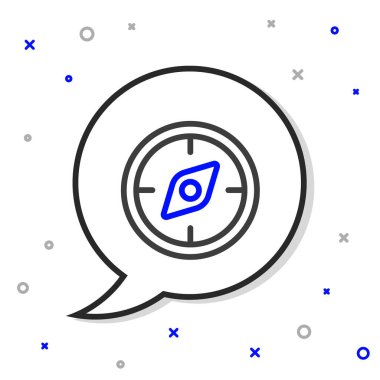 Pusula simgesi beyaz arkaplanda izole edildi. Rüzgâr yön bulma sembolü. Rüzgar gül işareti. Renkli taslak konsepti. Vektör.