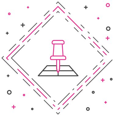 Beyaz arkaplanda konum imleci simgesi izole edilmiş çizgi haritası. Renkli taslak konsepti. Vektör.