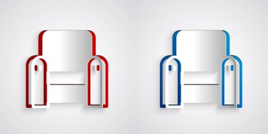 Gri arkaplanda Kol Koltuğu simgesi izole edilmiş. Kağıt sanatı tarzı. Vektör.