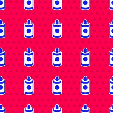 Mavi Havai fişek simgesi kırmızı arkaplanda izole edilmiş. Eğlence partisi anlayışı. Patlayıcı havai fişek sembolü. Havai fişek yakıyorum. Vektör.