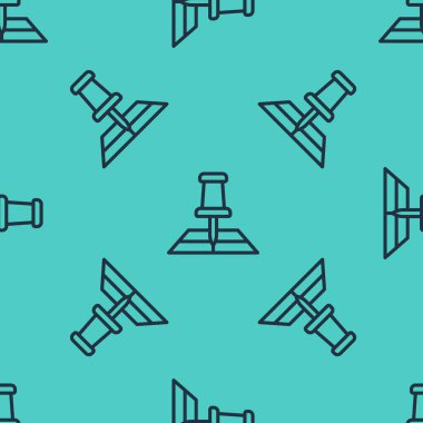 Yeşil arkaplanda, konum simgesi simgesiyle izole edilmiş siyah çizgi haritası. Vektör.