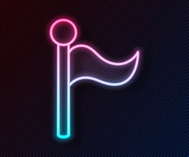 Parlayan neon çizgisi simgesi siyah arkaplanda izole edildi. Yer belirleyici sembol. Vektör.