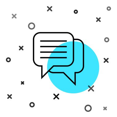 Siyah çizgi konuşma balonu sohbet simgesi beyaz arkaplanda izole edildi. İleti simgesi. İletişim ya da yorum sohbet sembolü. Rastgele dinamik şekiller. Vektör.