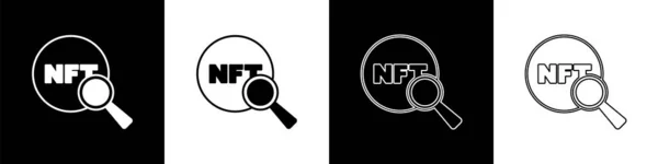 Establecer Buscar Icono Nft Aislado Sobre Fondo Blanco Negro Token — Archivo Imágenes Vectoriales