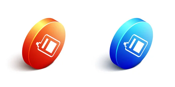 アイソメトリックスマートフォン 白い背景に隔離された携帯電話のアイコン オレンジと青の丸ボタン ベクトル — ストックベクタ