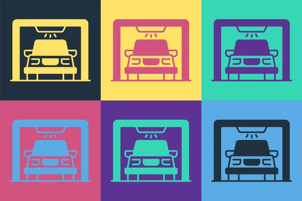 Pop Art Autowaschanlage Symbol Isoliert Auf Farbigem Hintergrund Autowaschservice Und — Stockvektor