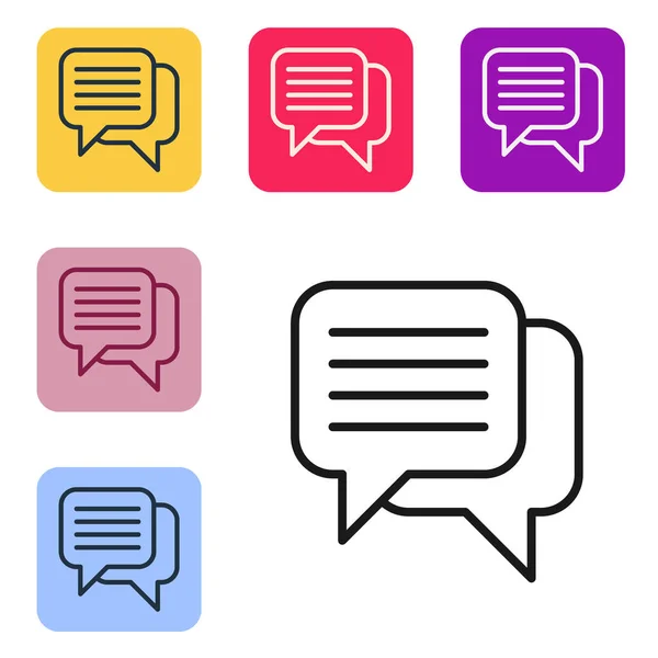 Black Line Speech Bubble Chat Icon Isolated White Background Message — Stock Vector