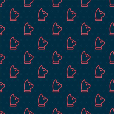 Kırmızı çizgi kedi simgesi siyah arkaplanda izole edilmiş. Vektör.