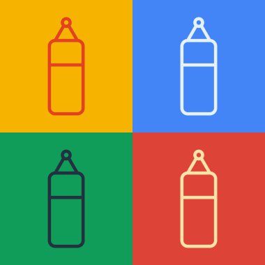 Pop Art Line Kum Torbası simgesi renk arkaplanında izole edildi. Vektör.