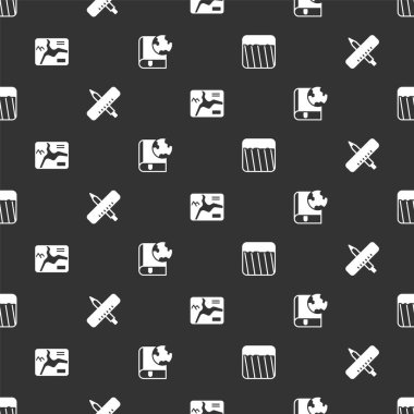 Çapraz Çapraz cetvel ve kalem Topografik haritasını ve Dünya 'nın yerküre kitabını pürüzsüz desen üzerine ayarla. Vektör.