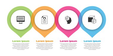 İkili Kod Belgesi Ayarla ve NFT Dijital Şifreleme Sanatını Kilitle ve Ticari bilgi şablonu. Vektör.