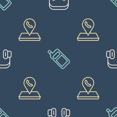 Hat kulaklıkları, çağrı merkezinin yerini ve cep telefonunu sorunsuz bir şekilde ayarla. Vektör.