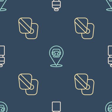 Çizgili Fitness Sallayıcısı Boks antrenman pençeleri ve kaskı kusursuz desende ayarla. Vektör.