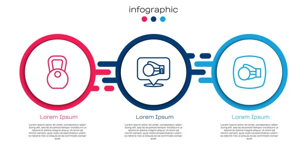 Установить Линию Вес Боксерская Перчатка Бизнес Инфографический Шаблон Вектор — стоковый вектор