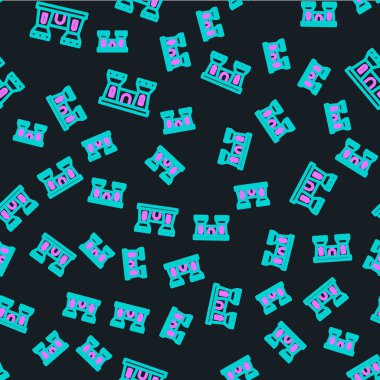 Çizgi Kum Kalesi simgesi siyah arkaplanda izole edilmiş. Vektör.