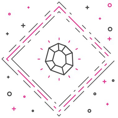 Çizgi Sihirli Taş simgesi beyaz arkaplanda izole edildi. Fantezi kristali. Maç için mücevher. Renkli taslak konsepti. Vektör.