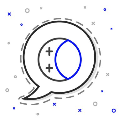 Güneş ikonunun çizgi tutulması beyaz arkaplanda izole edildi. Tam sonar tutulması. Renkli taslak konsepti. Vektör.