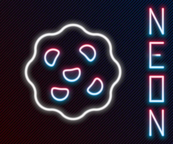 Glödande Neon Line Cookie Eller Kex Med Choklad Ikon Isolerad — Stock vektor