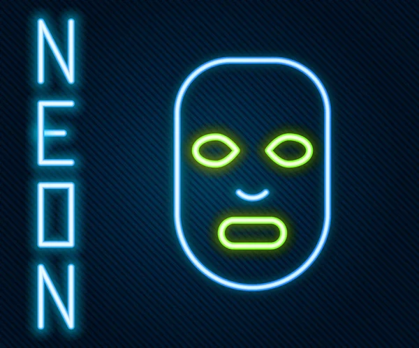 Glödande Neon Line Ansiktskosmetisk Mask Ikon Isolerad Svart Bakgrund Kosmetologi — Stock vektor