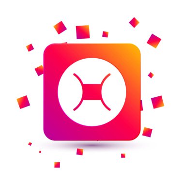 Beyaz Gemini burç simgesi beyaz arka planda izole edildi. Astrolojik yıldız falı koleksiyonu. Kare renk düğmesi. Vektör.