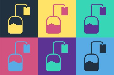 Pop Art Tea poşet ikonu renk arkaplanında izole edilmiş. Vektör.