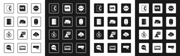 Set Oder Design Monitor Mobile Tablette Sketchbook Album Webentwicklung Computermaus — Stockvektor