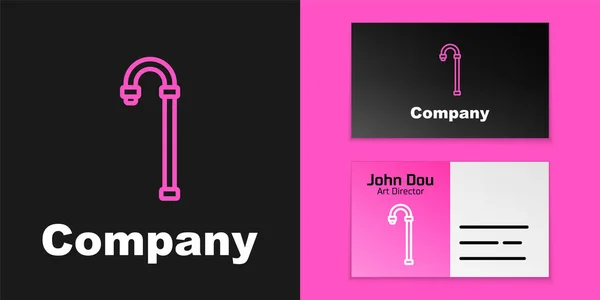 Roze Lijn Wandelstok Pictogram Geïsoleerd Zwarte Achtergrond Logo Ontwerp Template — Stockvector
