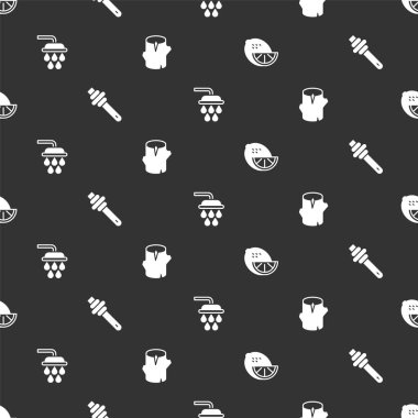 Limon Bal Çubuğu Duş ve Tahta Kütüğü 'nü kusursuz desene ayarlayın. Vektör.