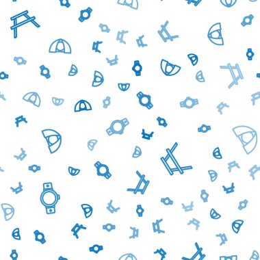 Çizgi Smartwatch, piknik masası, banklar ve turist çadırı. Vektör.