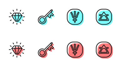 Neptün gezegeni, Diamond, eski anahtar ve hava element simgesi. Vektör.