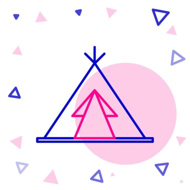 Geleneksel Kızılderili çadırı veya wigwam simgesi beyaz arkaplanda izole edilmiş. Kızılderili çadırı. Renkli taslak konsepti. Vektör İllüstrasyonu.