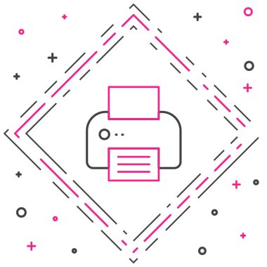 Çizgi Yazıcı simgesi beyaz arkaplanda izole edildi. Renkli taslak konsepti. Vektör.