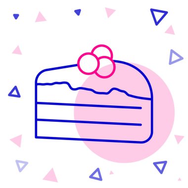 Beyaz arkaplanda izole edilmiş bir pasta simgesi parçası. Doğum günün kutlu olsun. Renkli taslak konsepti. Vektör.