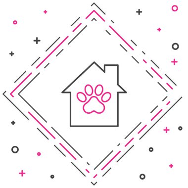 Pet House simgesi beyaz arkaplanda izole edildi. Renkli taslak konsepti. Vektör.