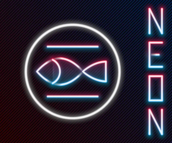 Parlayan Neon Çizgisi Balık Burcu Simgesi Siyah Arkaplanda Izole Edilmiş — Stok Vektör