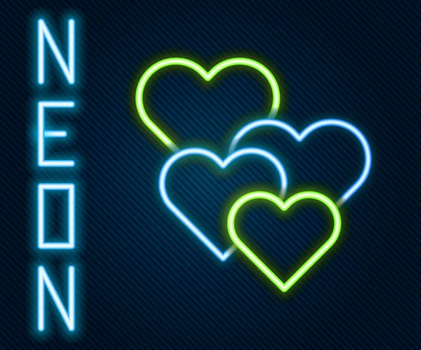 Glödande Neon Line Heart Ikonen Isolerad Svart Bakgrund Romantisk Symbol — Stock vektor