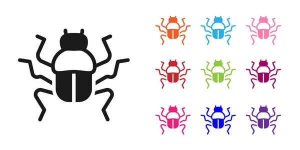 Ícone Bug Black Beetle Isolado Fundo Branco Definir Ícones Coloridos — Vetor de Stock