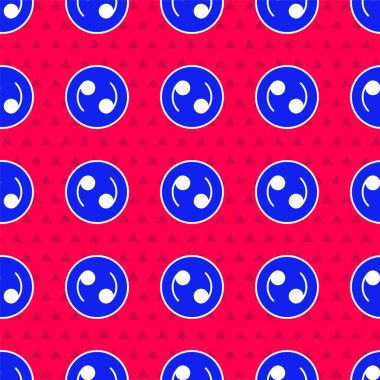 Mavi Kanser burç simgesi kırmızı arka planda izole edilmiş kusursuz desen. Astrolojik yıldız falı koleksiyonu. Vektör.