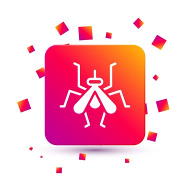 Beyaz Sivrisinek simgesi beyaz arkaplanda izole edilmiş. Kare renk düğmesi. Vektör.