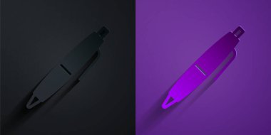 Kağıt kesiği simgesi mor arkaplanda siyah üzerine izole edilmiş. Kağıt sanatı tarzı. Vektör.