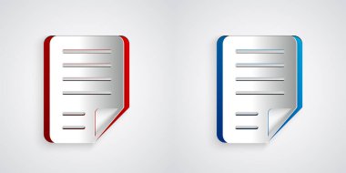 Kağıt kesimi Dosya simgesi gri arkaplanda izole edildi. Kontrol listesi simgesi. İş konsepti. Kağıt sanatı tarzı. Vektör.