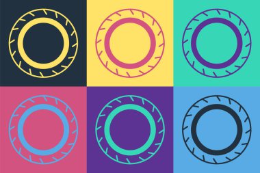 Pop Art Car Lastik Tekerleği simgesi renk arkaplanda izole edildi. Vektör.