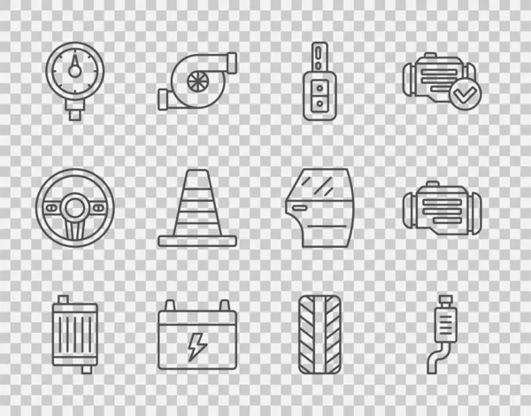 Установка Линии Система Охлаждения Радиатора Автомобиля Глушитель Ключ Дистанционным Аккумулятором — стоковый вектор